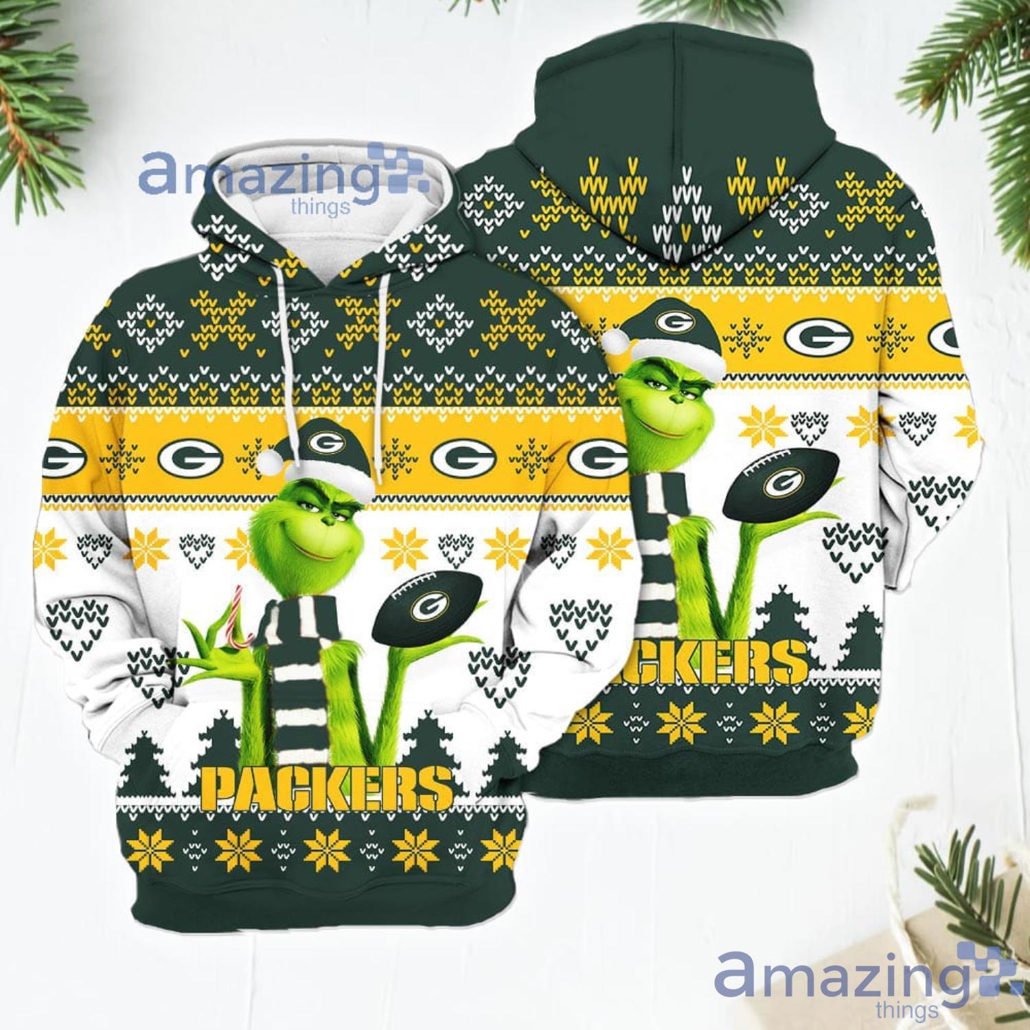 Merry Christmas 2023 Super Bowl American Grinch Cute Packers 3D Hoodie Christmas Gift For Men Women Product Photo 1