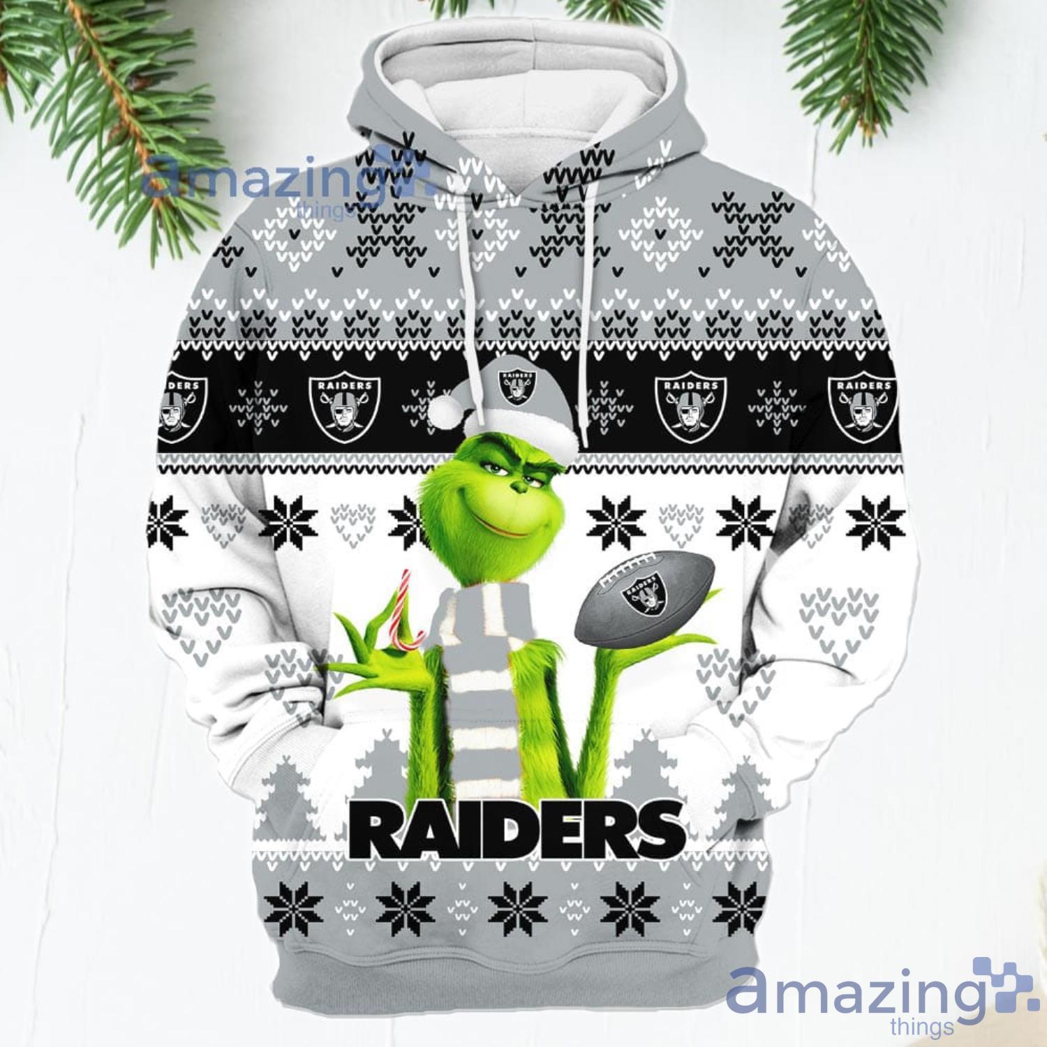 Merry Christmas 2023 Super Bowl American Grinch Cute Raiders 3D Hoodie Christmas Gift For Men Women image Merry Christmas 2023 Super Bowl American Grinch Cute Raiders 3D Hoodie Christmas Gift For Men Women Product Photo 2