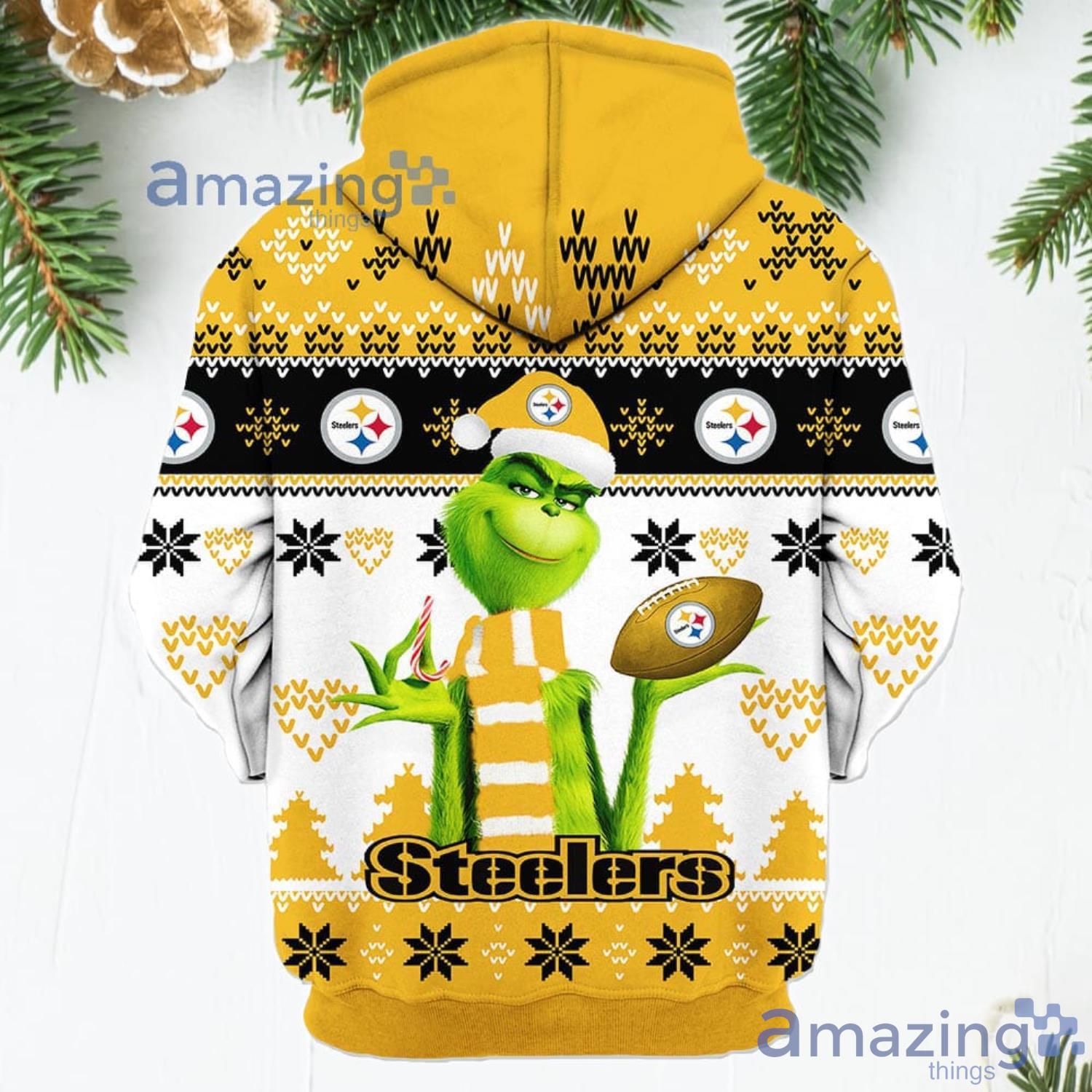 The Grinch hand holding Ornament Pittsburgh Steelers Christmas