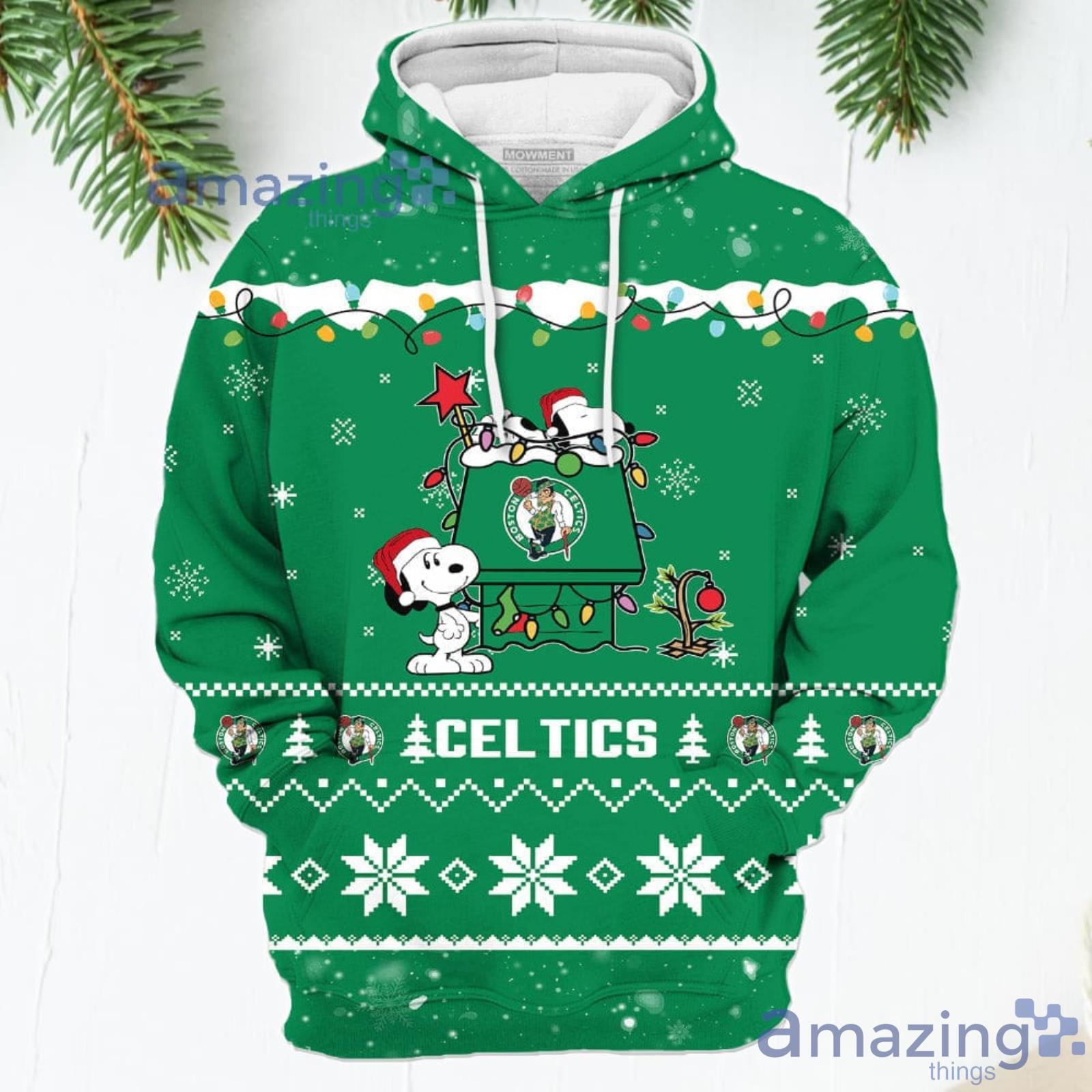Boston Celtics Christmas Jumper Graphic Crew Sweatshirt - Mens
