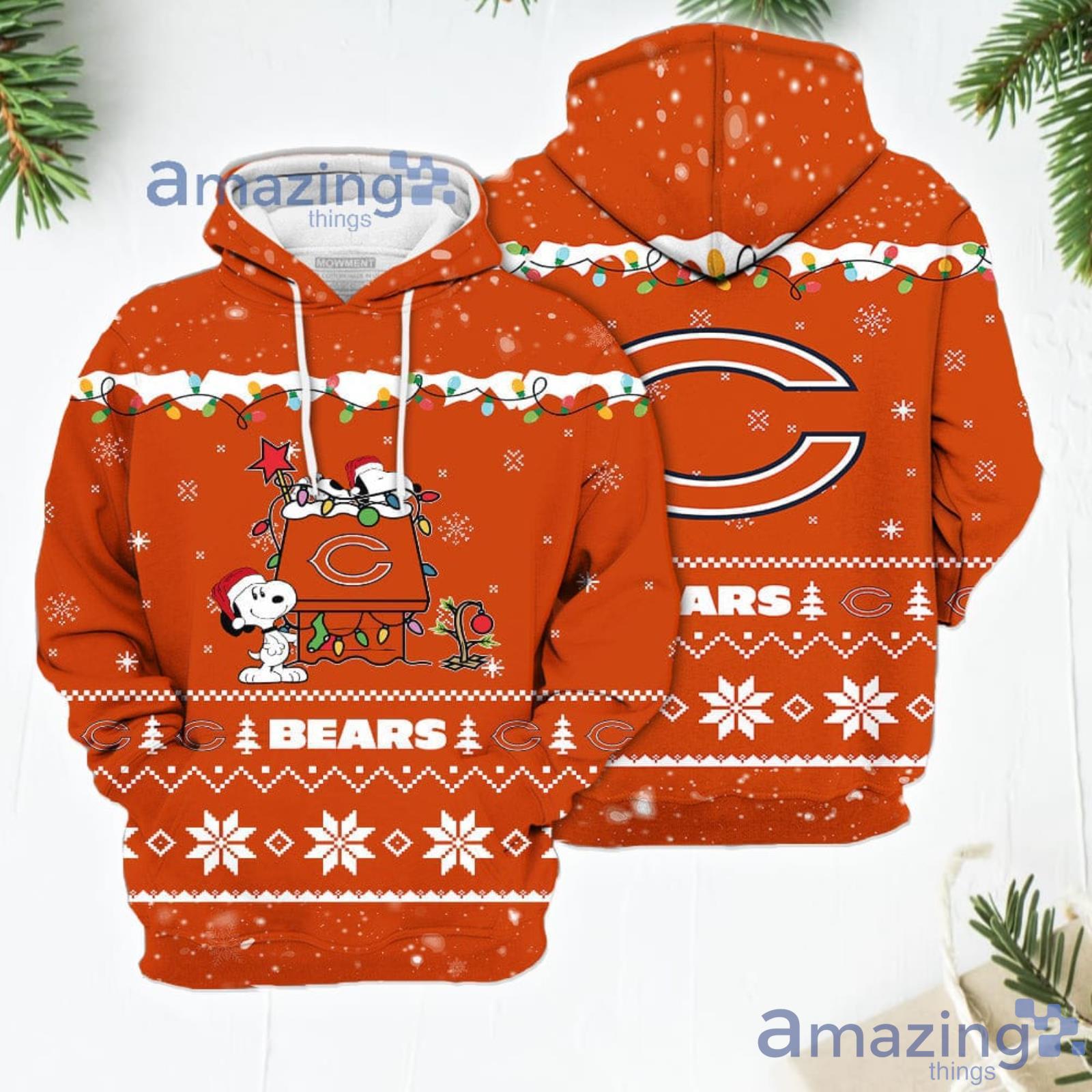 Merry Christmas Season Chicago Bears Snoopy 3D Hoodie Cute Christmas Gift  For Men And Women