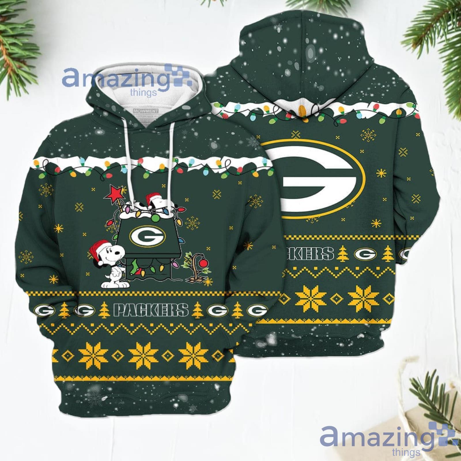 Merry Christmas Season Green Bay Packers Snoopy 3D Hoodie Cute Christmas Gift For Men And Women Product Photo 1