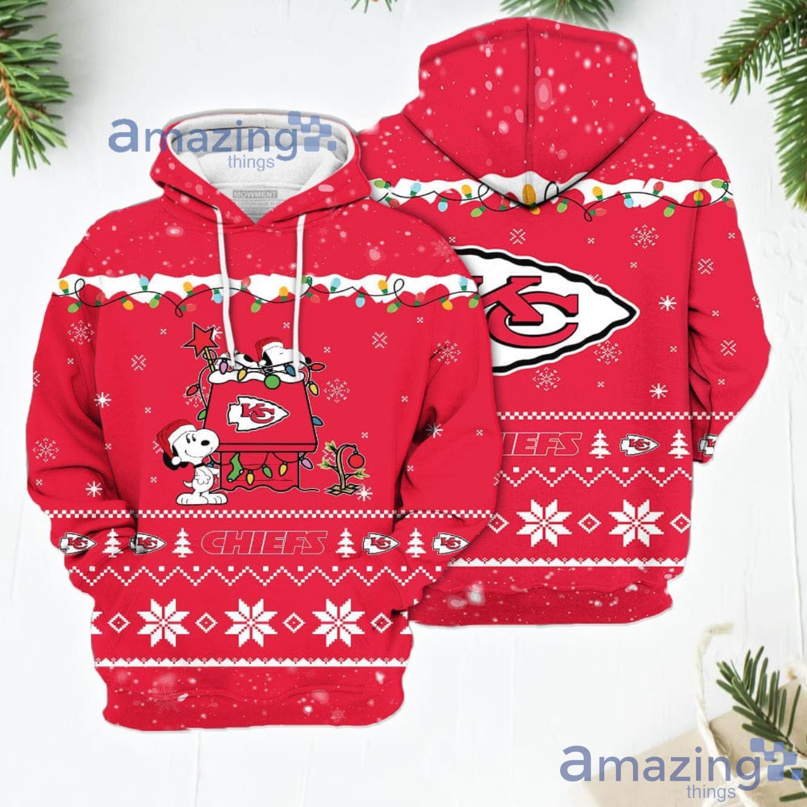 Youth Kansas City Chiefs Shirt 3D Adorable Snoopy Christmas Chiefs