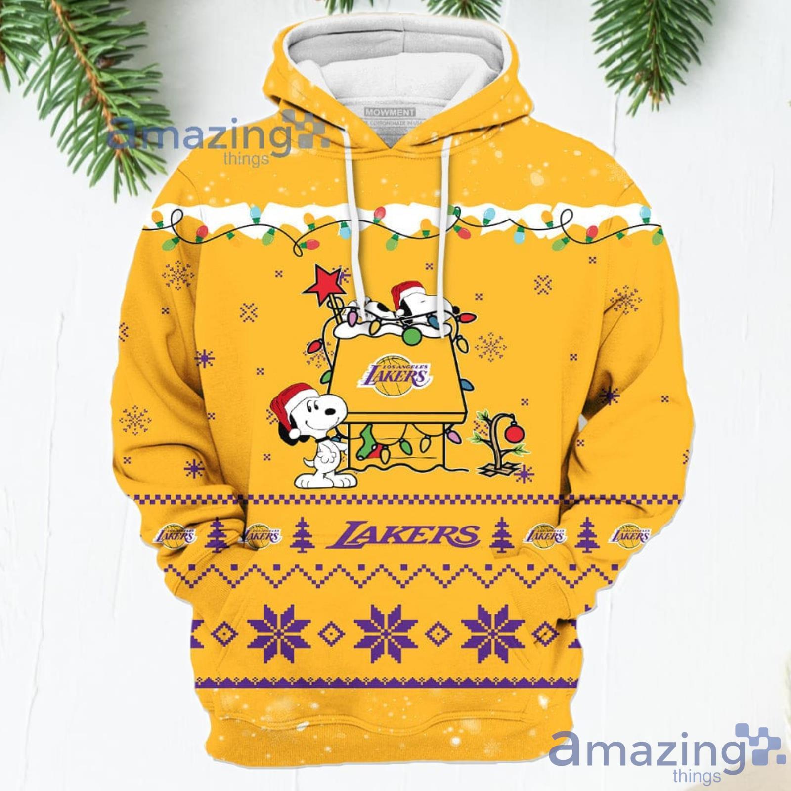 Merry Christmas Season Los Angeles Lakers Snoopy 3D Hoodie Cute
