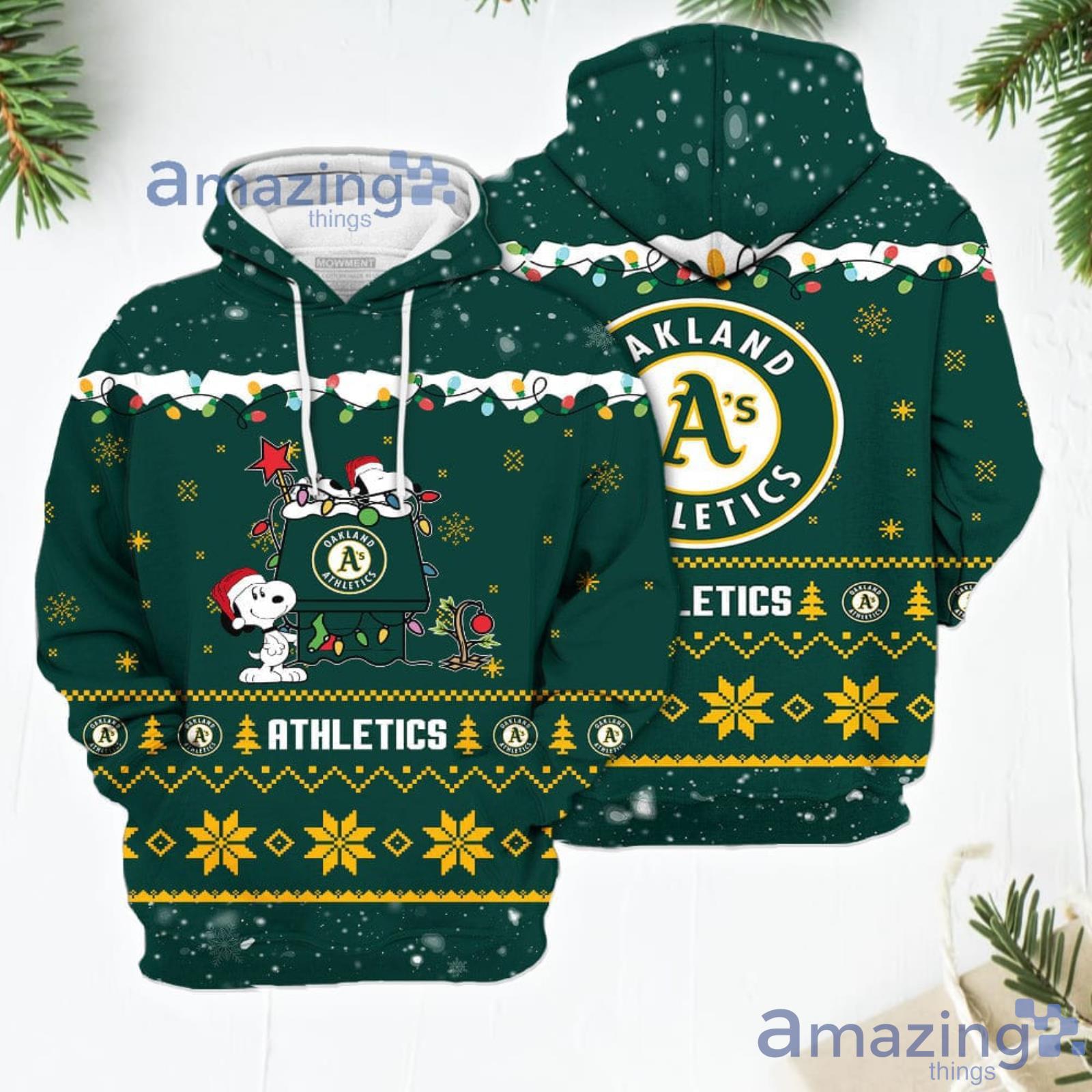 Merry Christmas Season Oakland Athletics Snoopy 3D Hoodie Cute Christmas  Gift For Men And Women