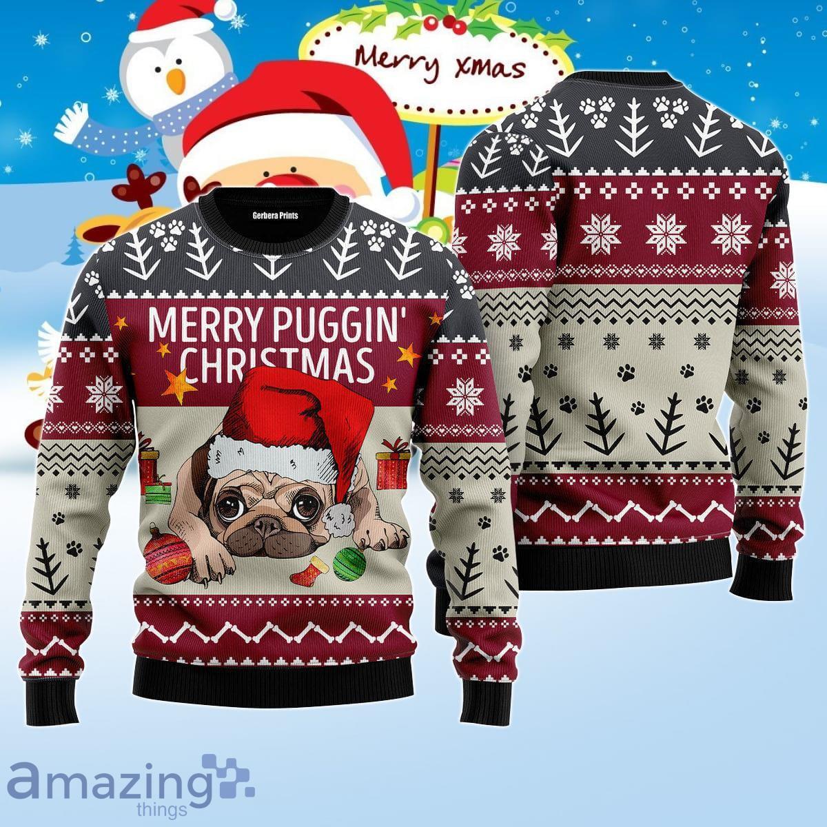 Merry Puggin‘ Ugly Christmas Sweater Best Gift For Men And Women Product Photo 1
