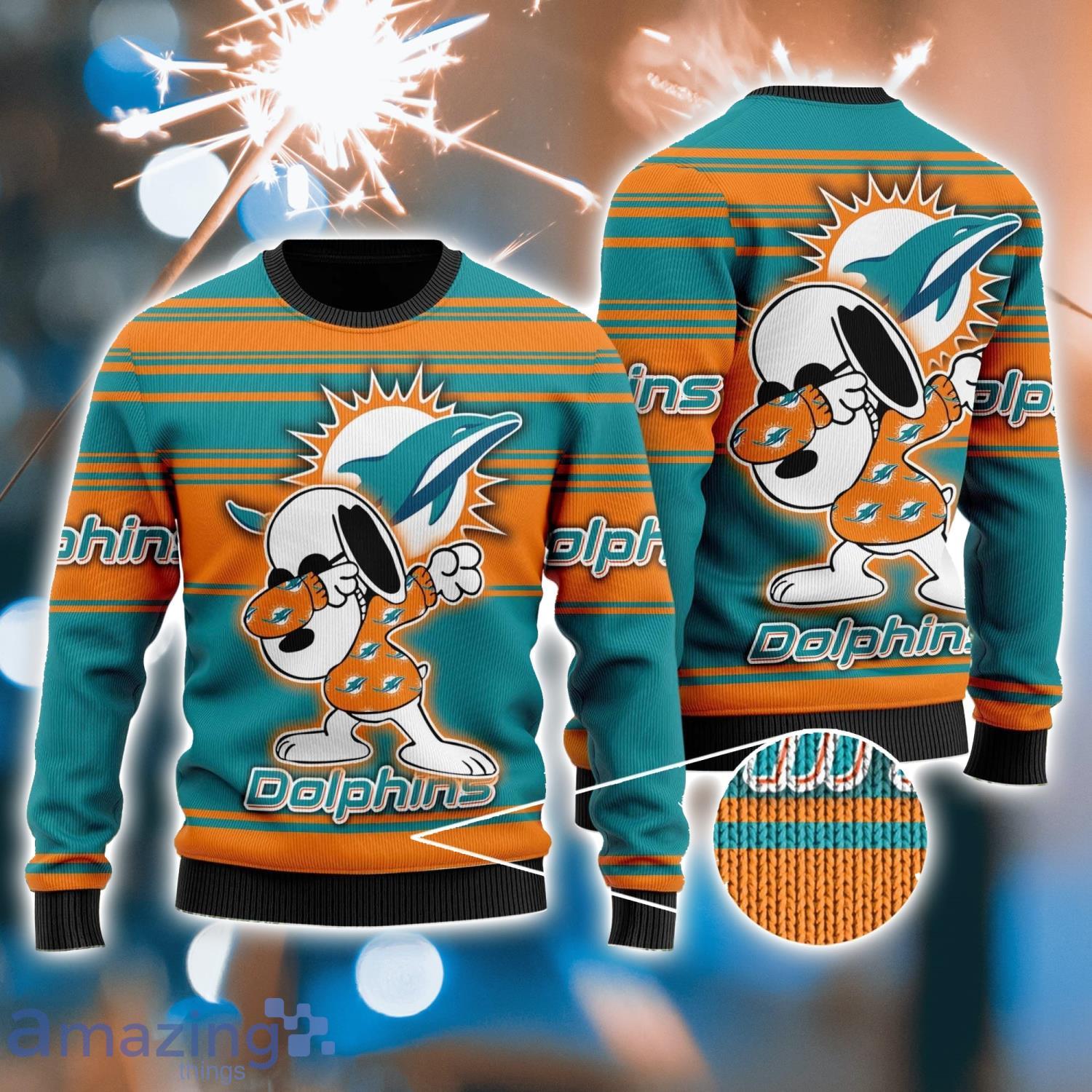 Miami Dolphins Snoopy NFL Christmas Ugly Sweater Gift For Fans