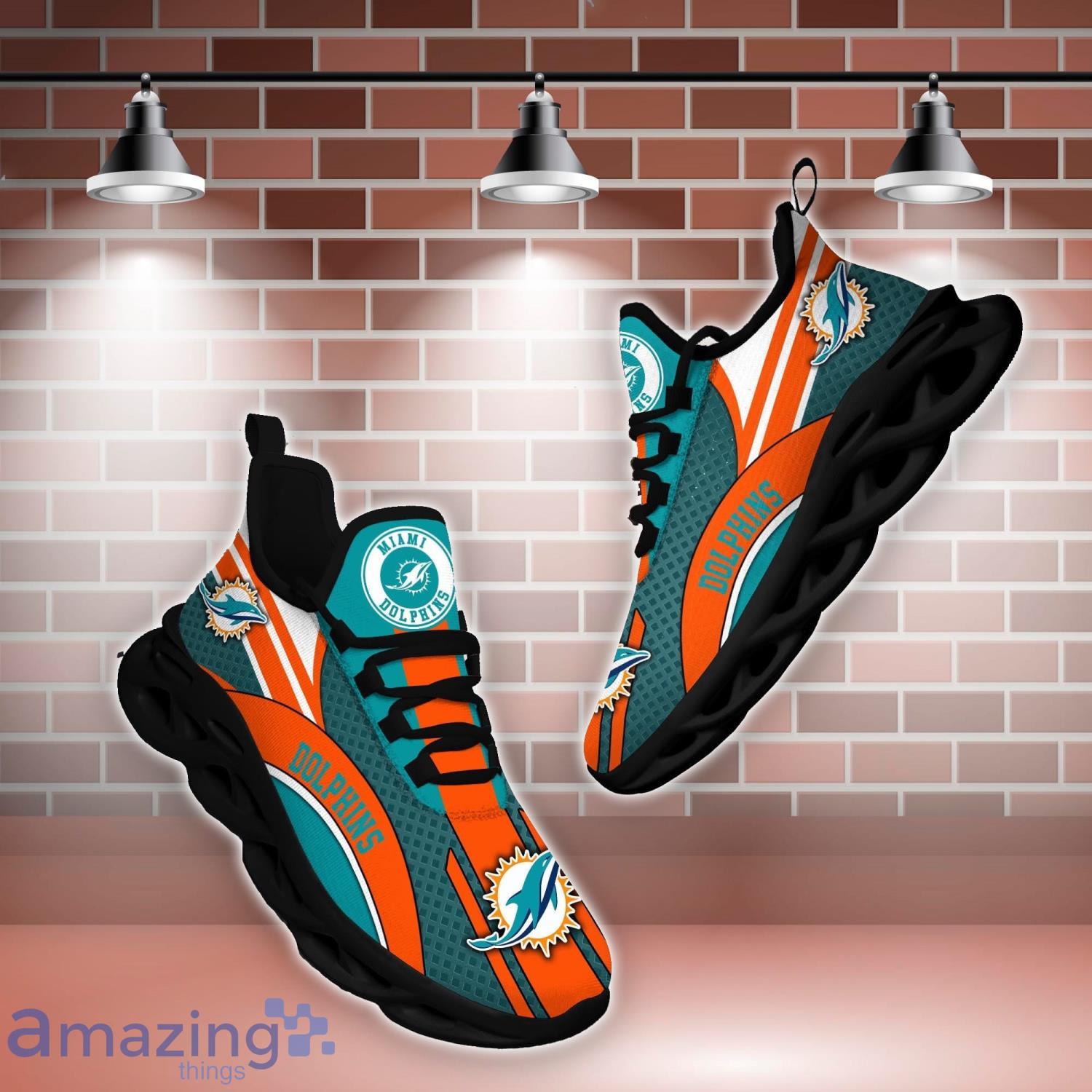 NFL Miami Dolphin Chunky Sneakers Black White Max Soul Shoes Men Women -  Freedomdesign