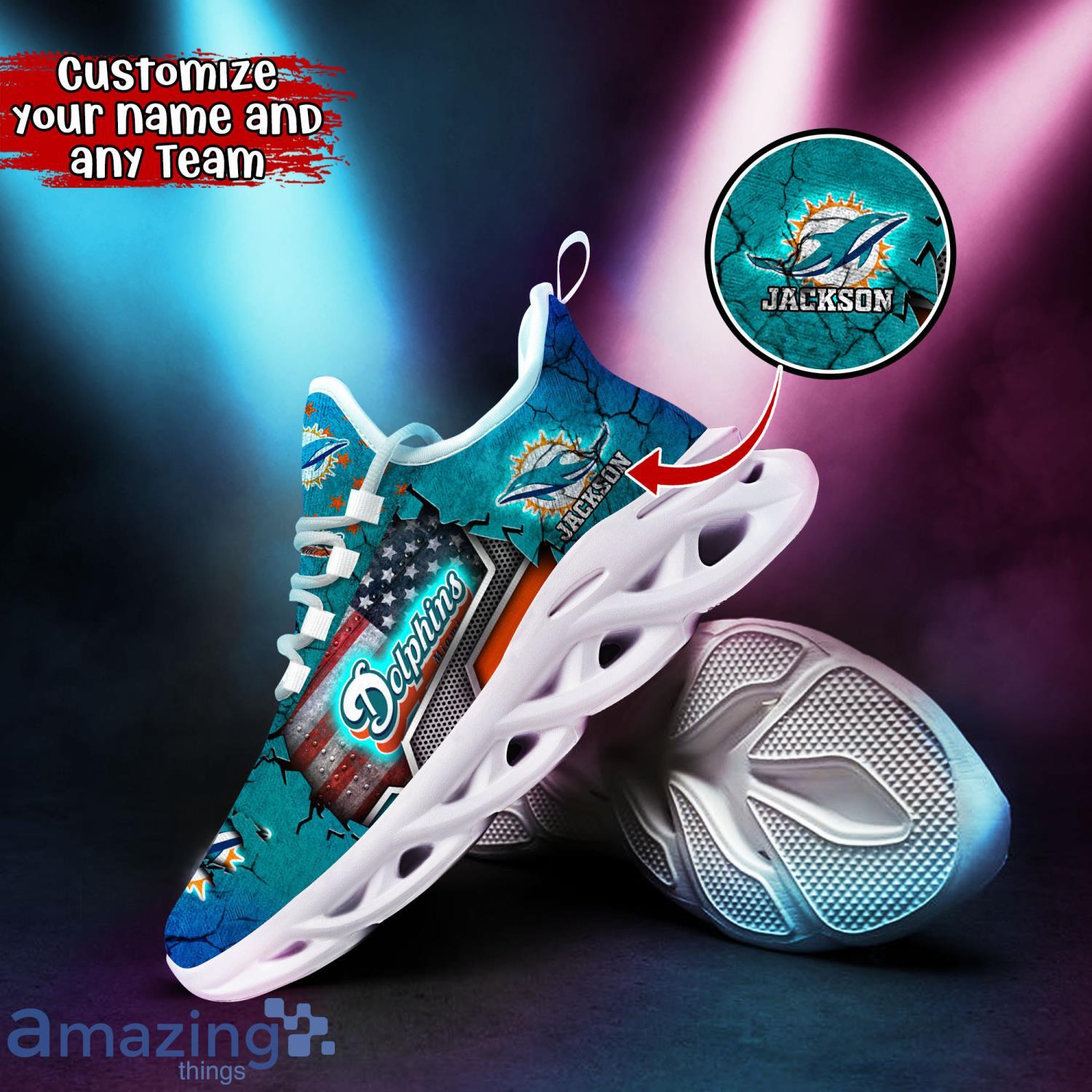 Miami Dolphins 3D Air Cushion Sports Shoes Custom Name For Fans NFL