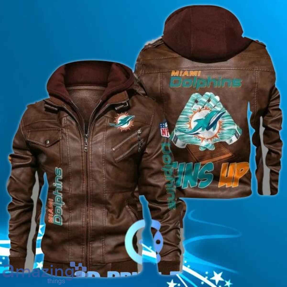 Miami Dolphins Fleece Leather Jacket