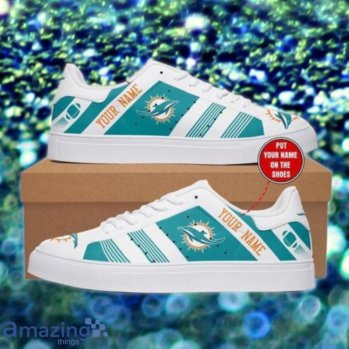 Miami Dolphins NFL Low Top Skate Shoes Custom Name Product Photo 1