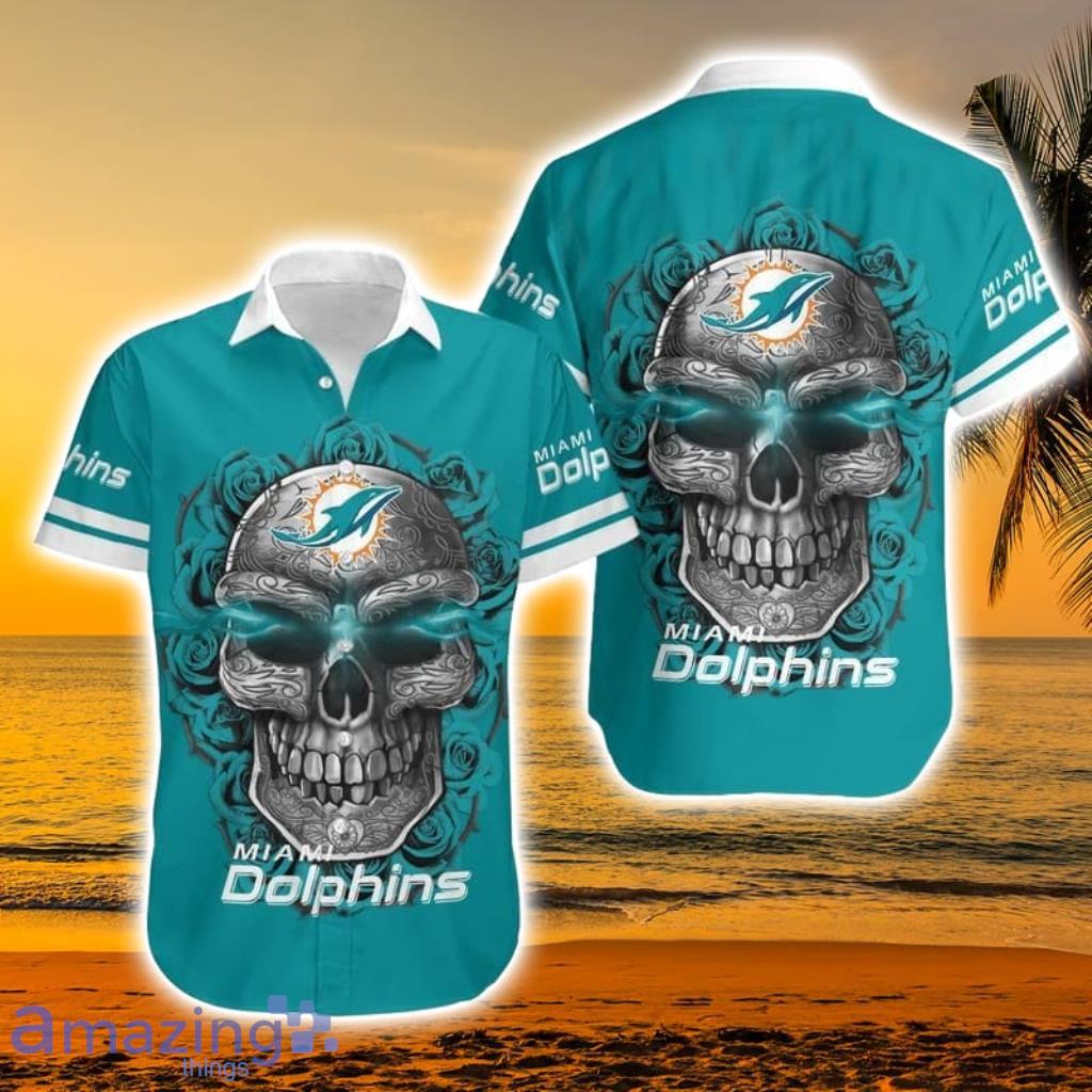 Miami Dolphins Sugar Skull Nfl Hawaiian Shirt For Fans