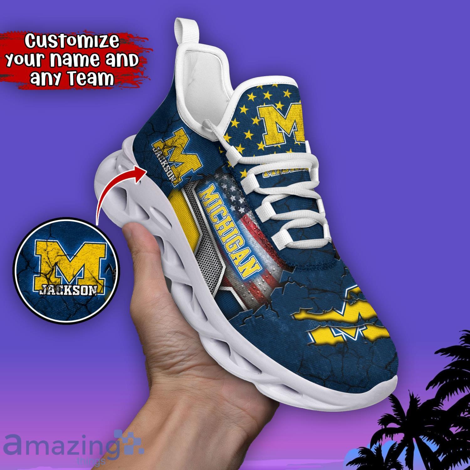 Michigan Wolverines NCAA2 Clunky Sneakers Custom Name Sport Max Soul Shoes For Fan Product Photo 1