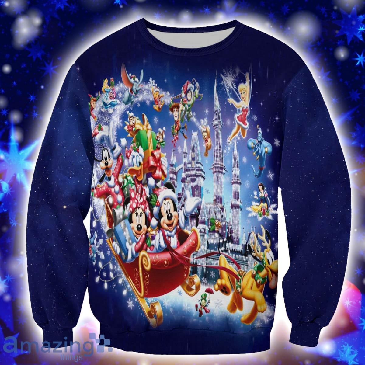 Mickey & Friends Pattern Xmas Blue Christmas Disney Sweaters Matching  Christmas Shirt For Family