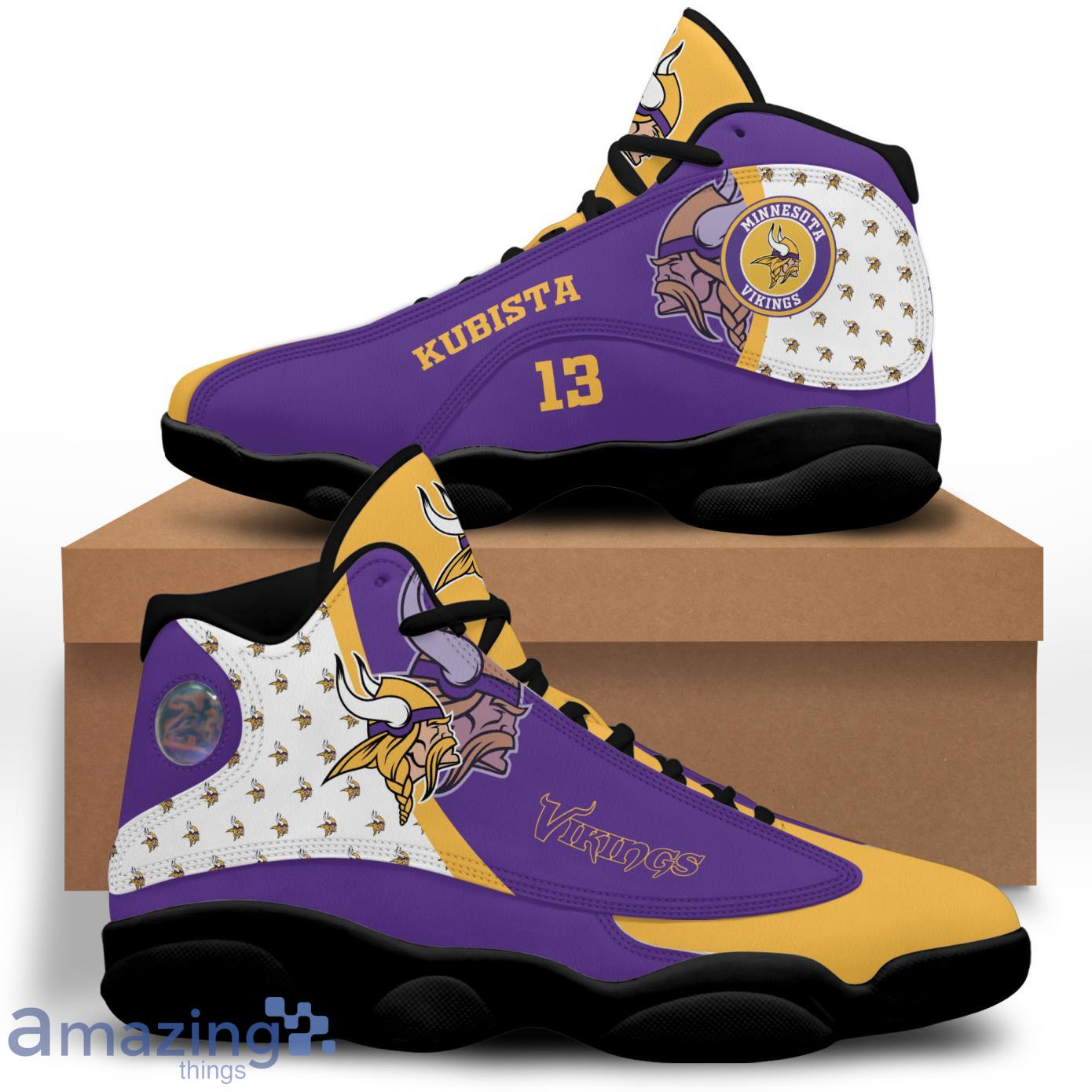 Minnesota Vikings Fans Custom Name Air Jordan 13 Sneaker Shoes