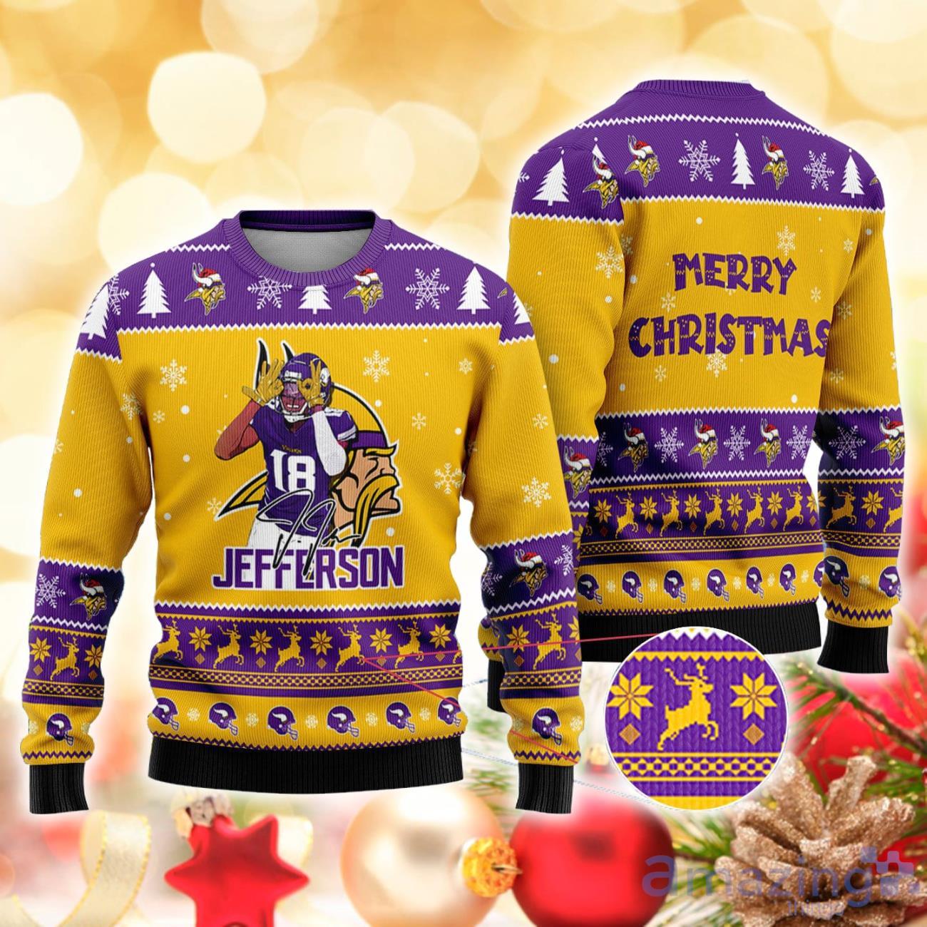 Minnesota Vikings - Justin Jefferson Christmas Knitted Sweater
