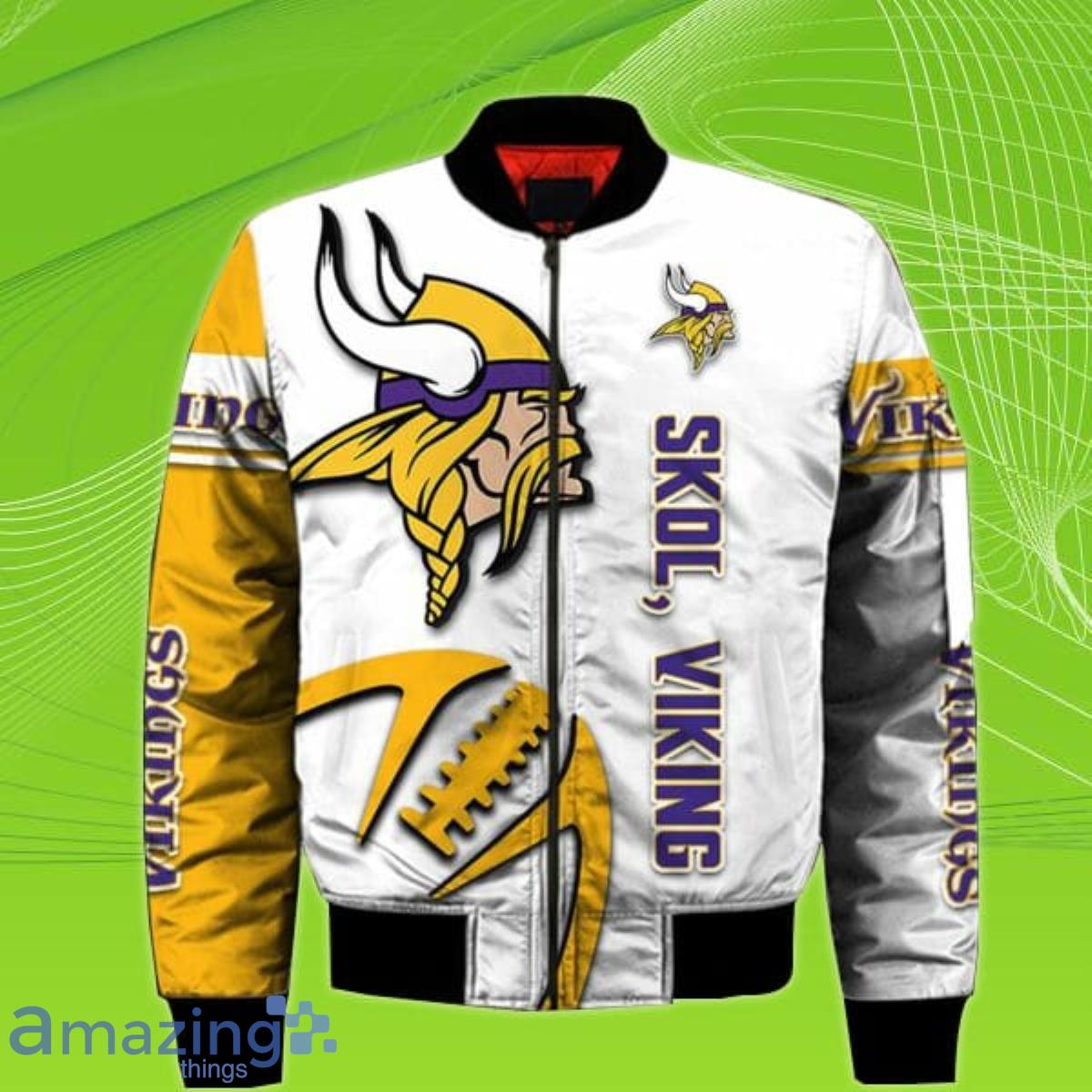 Minnesota Vikings Skol Vikings 3D Bomber Jacket For Fans