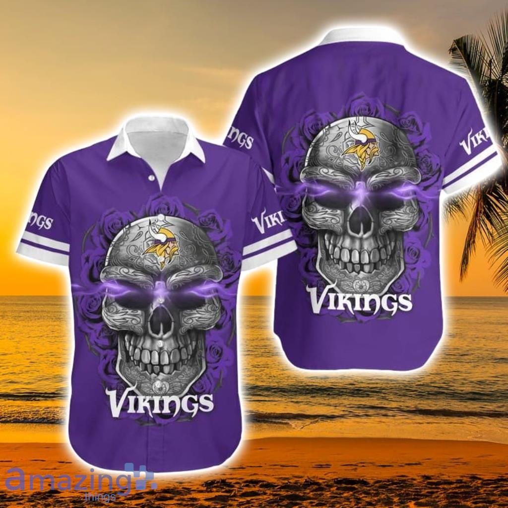 Minnesota Vikings NFL Custom Name Skull Halloween Gift Hawaiian