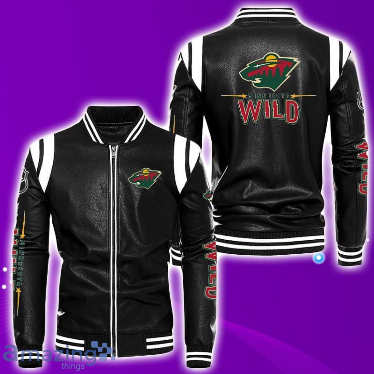 Minnesota Wild Leather Bomber Jacket Best Gift For Men And Women Fans Product Photo 1