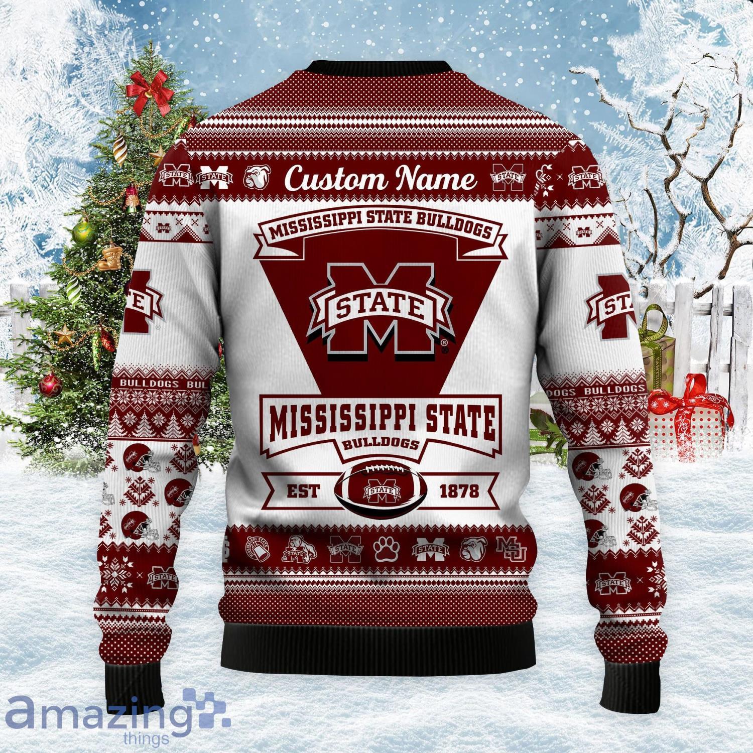 Mississippi State Bulldogs Football Team Logo Ugly Christmas Sweater Christmas Gift For Sport Fans Product Photo 1
