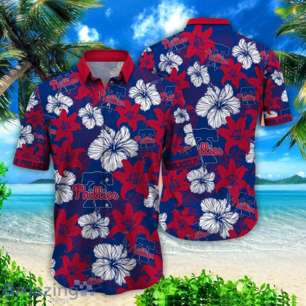 Philadelphia Phillies Logo Red Flower Hawaiian Summer Beach Shirt