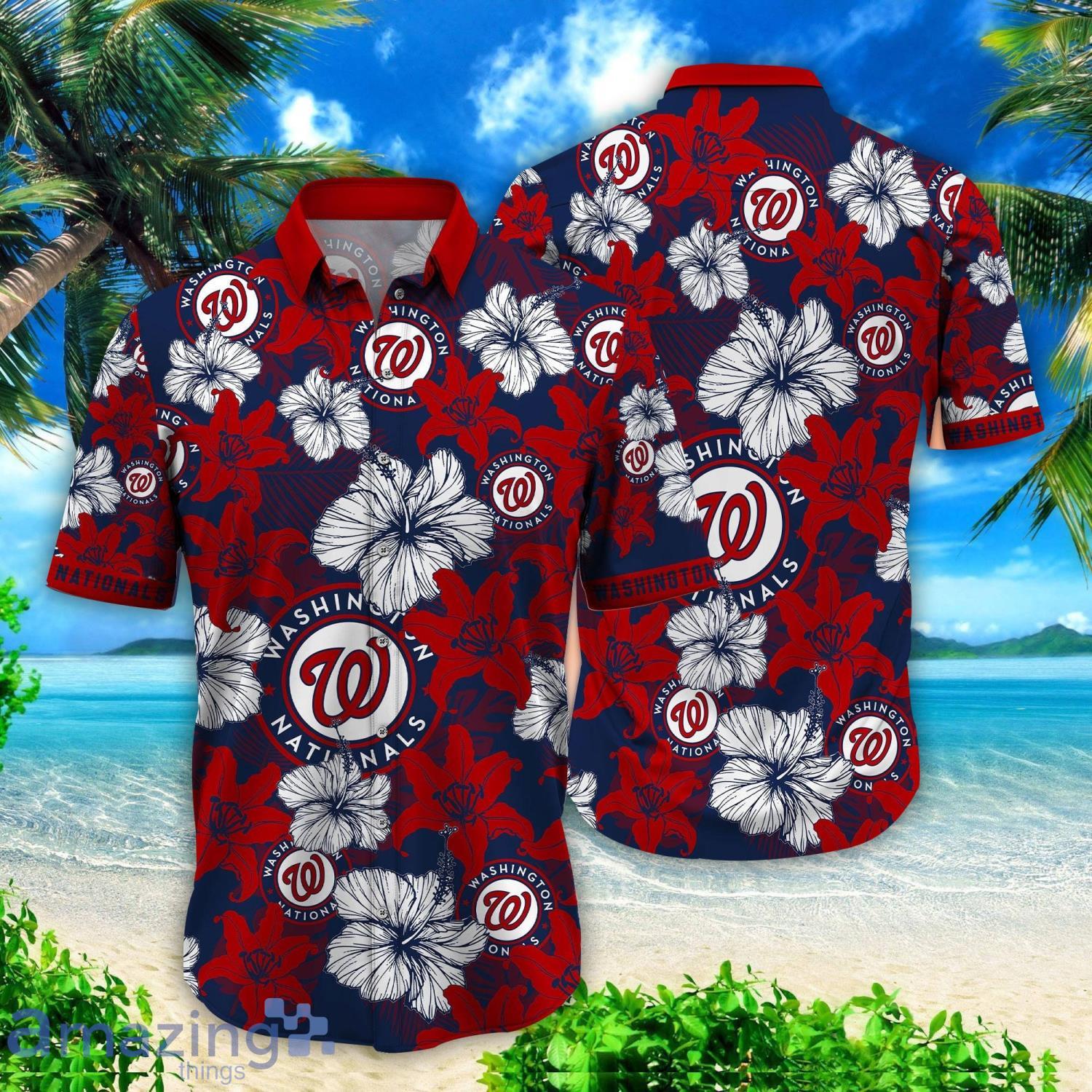 Summer Aloha Washington Nationals Hawaiian Shirt Palm Tree Pattern