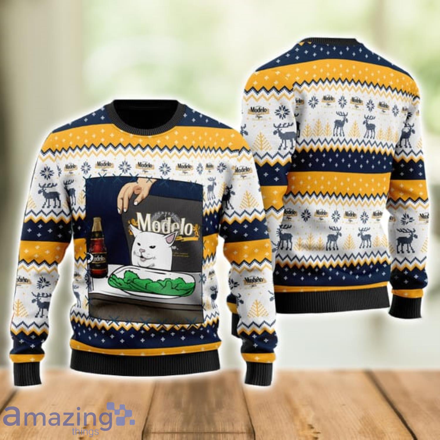 Modelo Negra Cat Meme Ugly Christmas Sweater Xmas Gift Men And Women Christmas Sweater Product Photo 1 Modelo Negra Cat Meme Ugly Christmas Sweater Xmas Gift Men And Women Christmas Sweater Product Photo 1