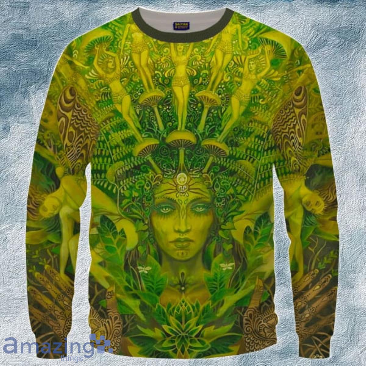 Mother Nature Cannabis Inspired Art All Over Crewneck 3D Sweater Product Photo 1