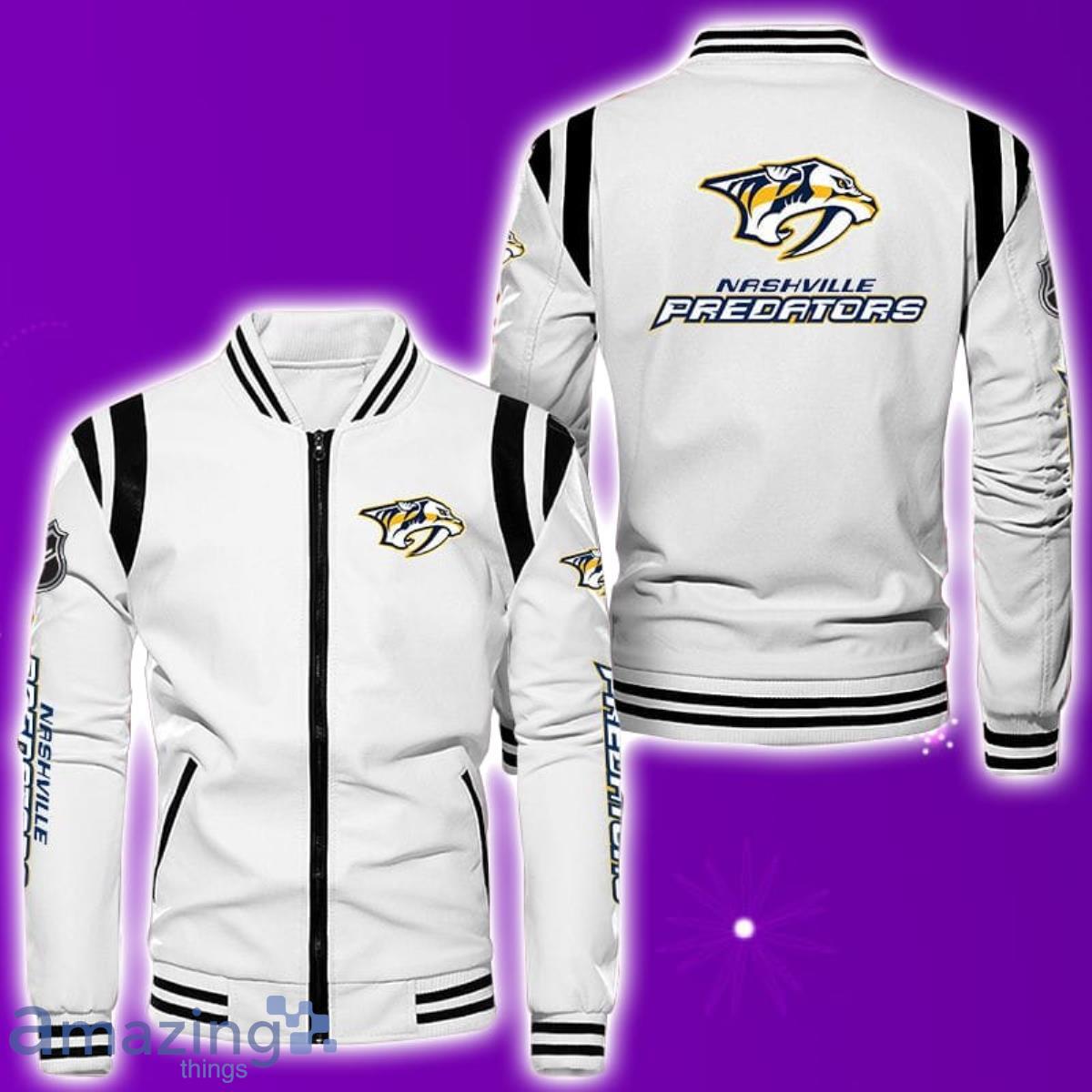 Nashville Predators Leather Bomber Jacket Best Gift For Men And Women Fans image Nashville Predators Leather Bomber Jacket Best Gift For Men And Women Fans Product Photo 2