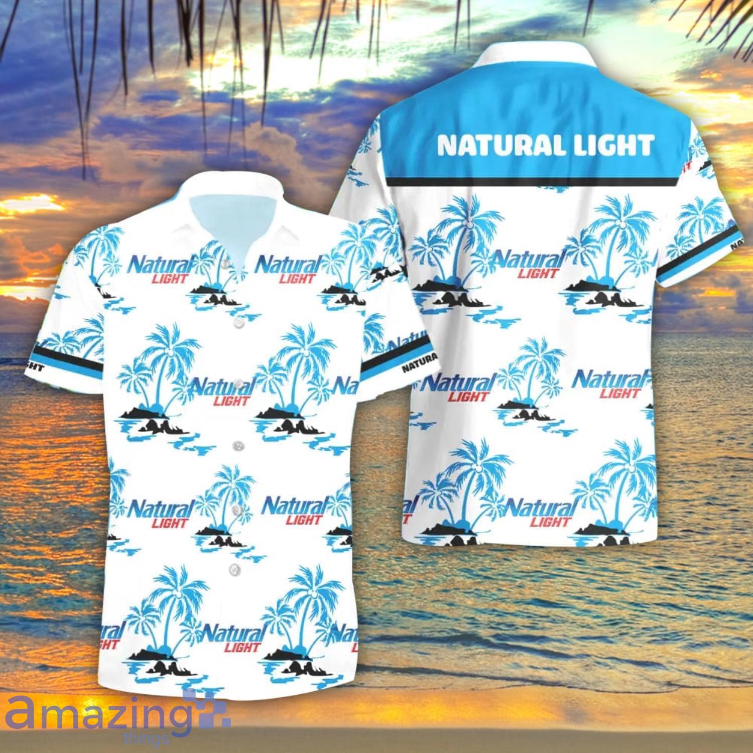 Natural Light Beer Summer Beach Coconut Pattern Hawaiian Shirt And Shorts Men And Women Gift Product Photo 1