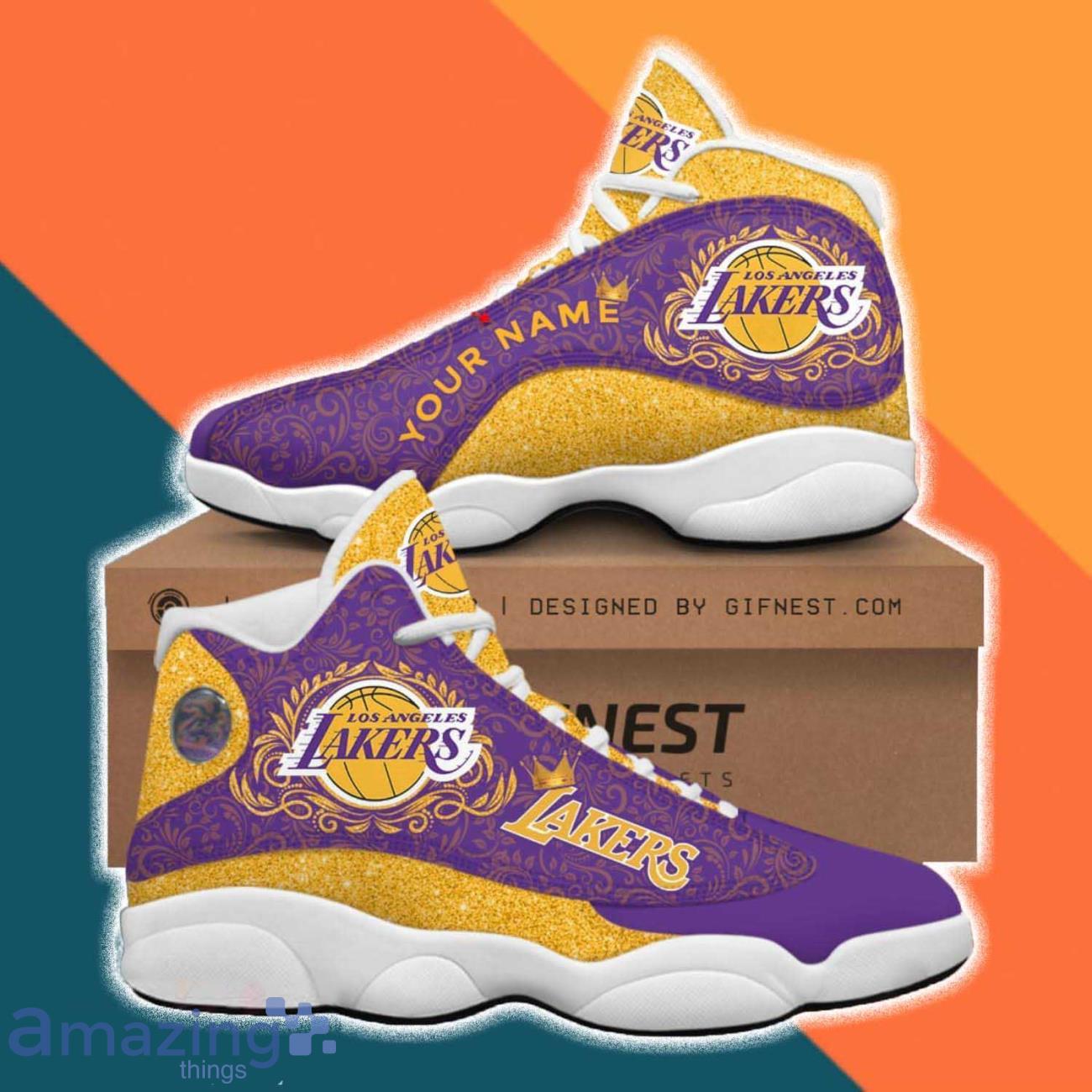 NBA Los Angeles Lakers Air Jordan 13 Custom Name and Number Shoes