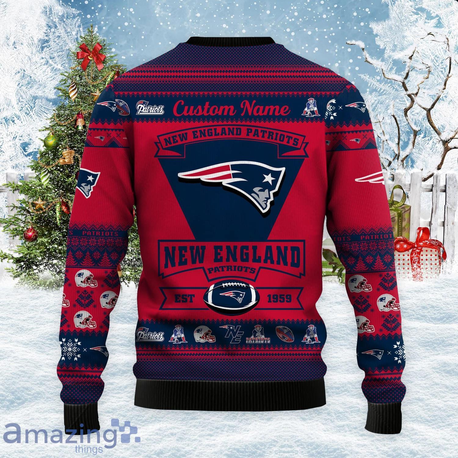 New England Patriots Football Team Logo Ugly Christmas Sweater Christmas Gift For Sport Fans Product Photo 1