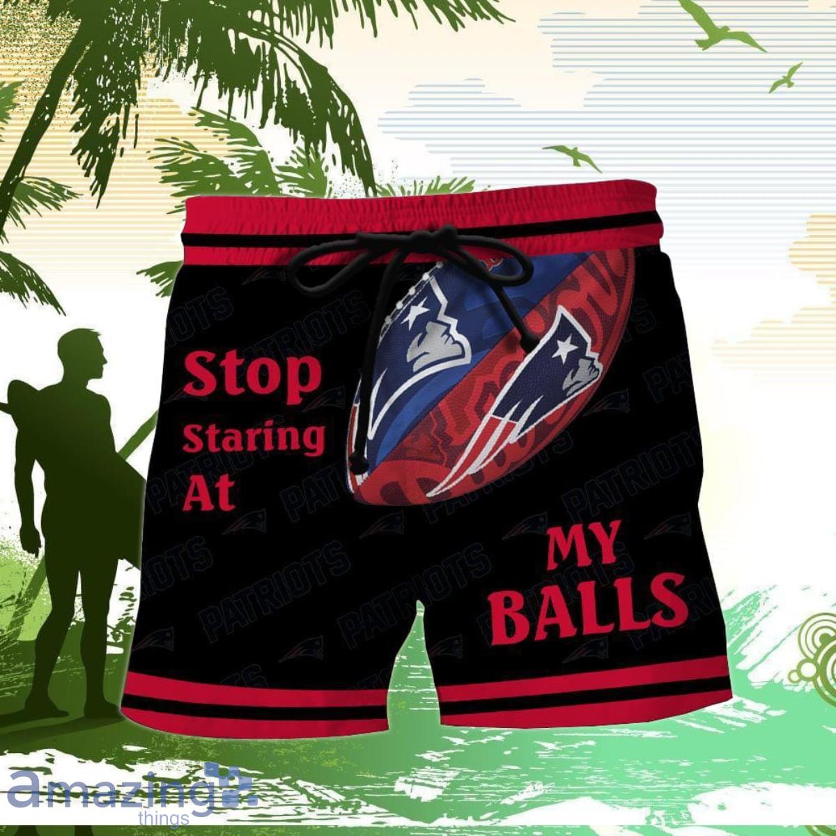 New England Patriots Stop Staring At My Balls Funny Hawaii Shorts Product Photo 1