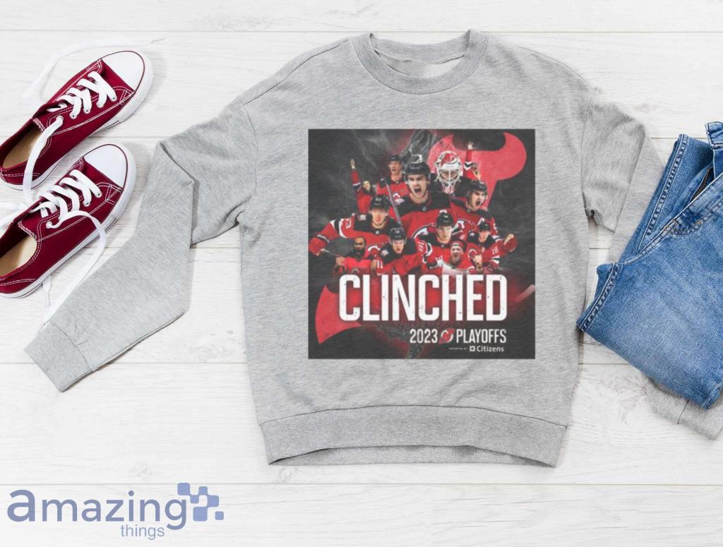 New Jersey Devils 2023 Stanley Cup Playoffs Clinched Shirt image New Jersey Devils 2023 Stanley Cup Playoffs Clinched Shirt Product Photo 3