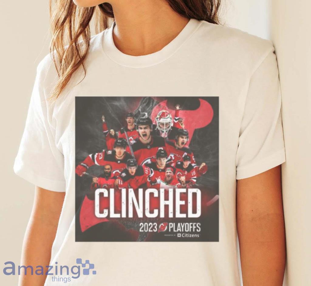 New Jersey Devils 2023 Stanley Cup Playoffs Clinched Shirt image New Jersey Devils 2023 Stanley Cup Playoffs Clinched Shirt Product Photo 4
