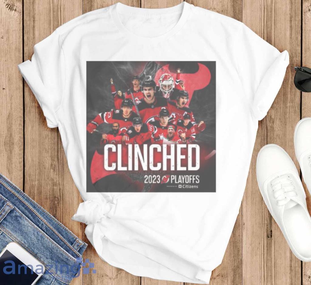 New Jersey Devils 2023 Stanley Cup Playoffs Clinched Shirt image New Jersey Devils 2023 Stanley Cup Playoffs Clinched Shirt Product Photo 6