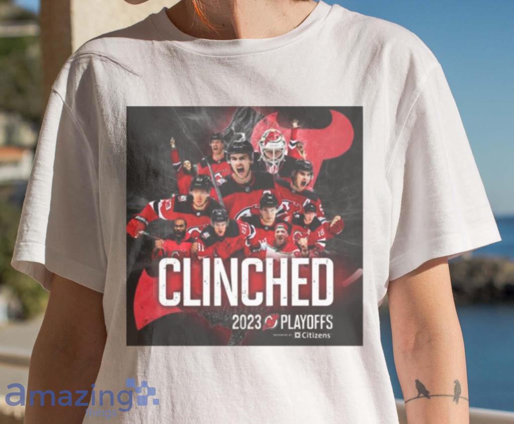 New Jersey Devils 2023 Stanley Cup Playoffs Clinched Shirt image New Jersey Devils 2023 Stanley Cup Playoffs Clinched Shirt Product Photo 7