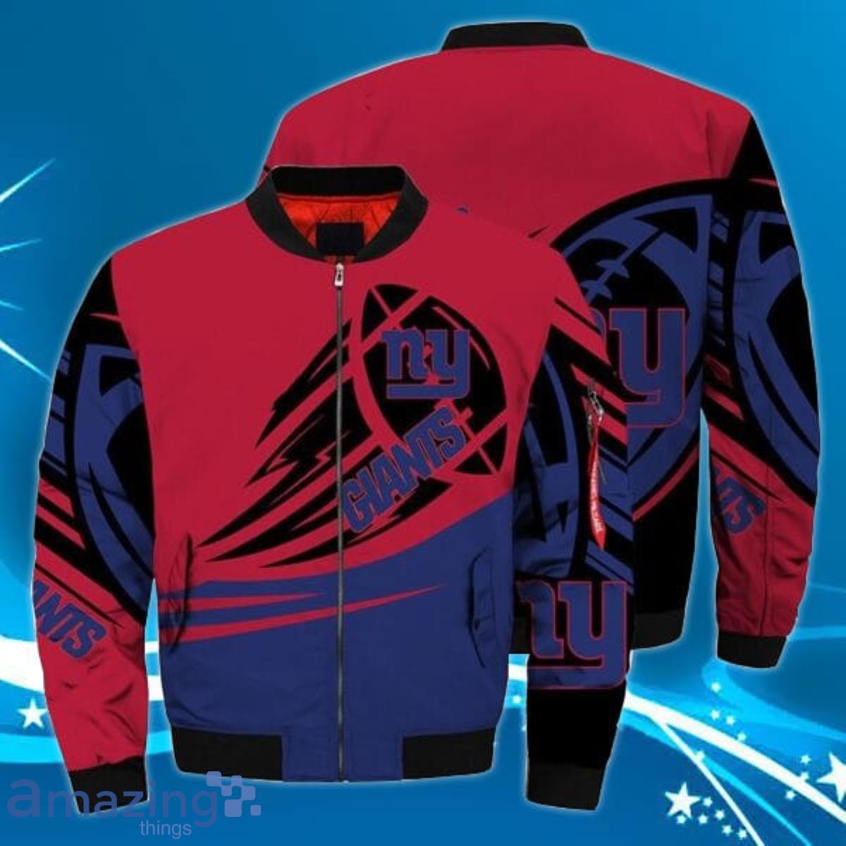 New York Giants NFL Blue Unisex Bomber Jacket 3D