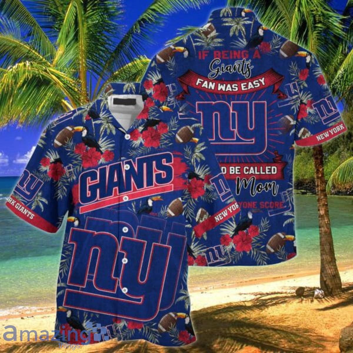 New York Giants NFL Hawaiian shirt Custom Name Summer Gift - Freedomdesign