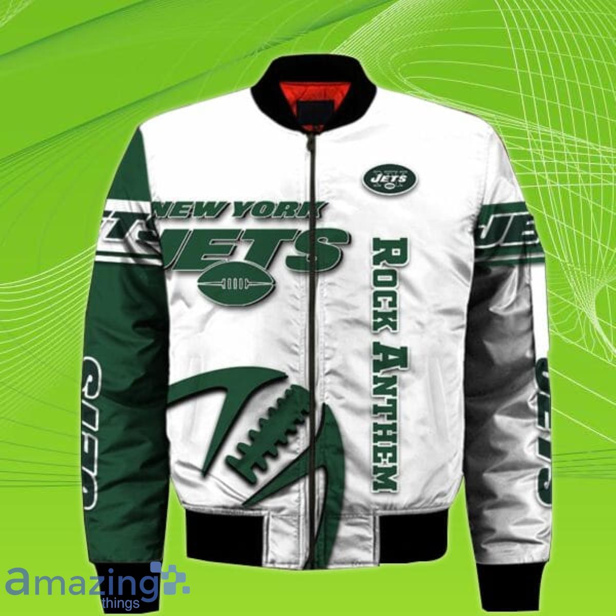 New York Jets Mens Leather Jacket Flight Bomber Coat Winter Outwear Fans  Gift