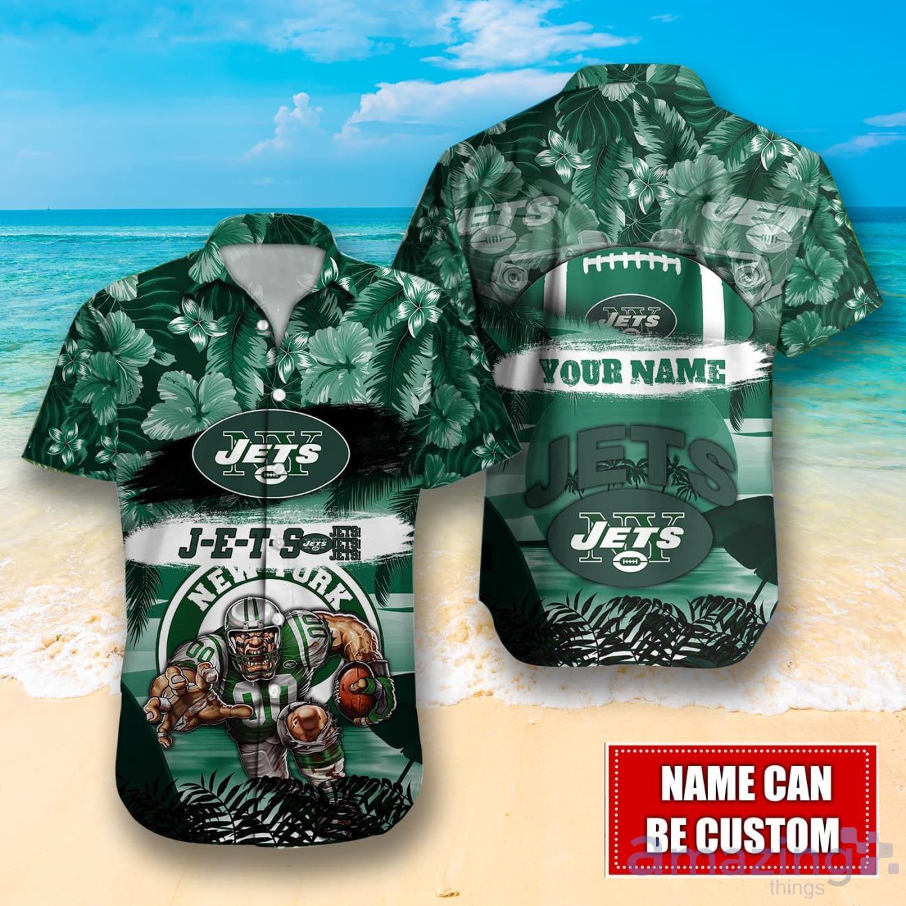 Custom Name New York Jets Hawaiian Shirts tropical island Gift For