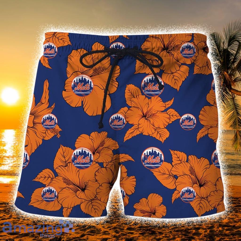 Mets Hawaiian Shirt Big Orange Hibiscus New York Mets Gift