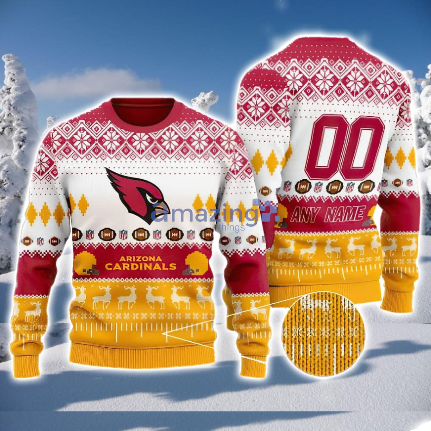 NFL Arizona Cardinals Custom Name And Number 3D Ugly Christmas Sweater Christmas Gift Product Photo 1