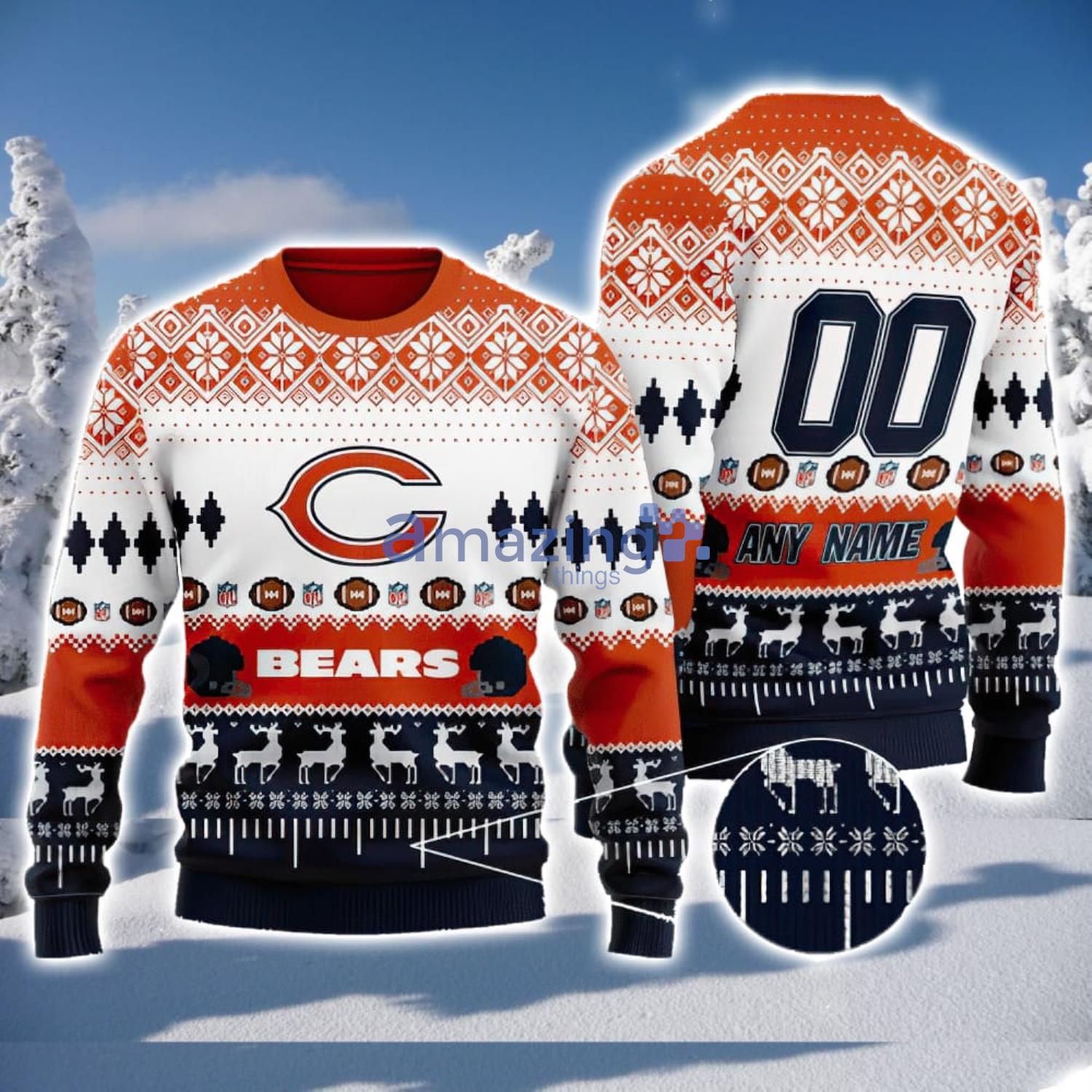 Custom Name And Number Bears NFL Ugly Christmas Sweater