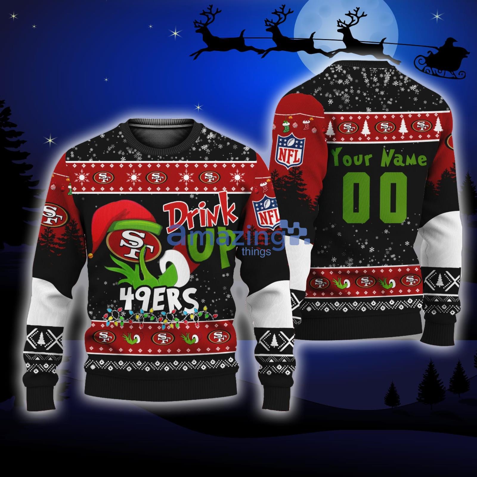 Grinch San Francisco 49ers 3D Ugly Christmas Sweater - T-shirts