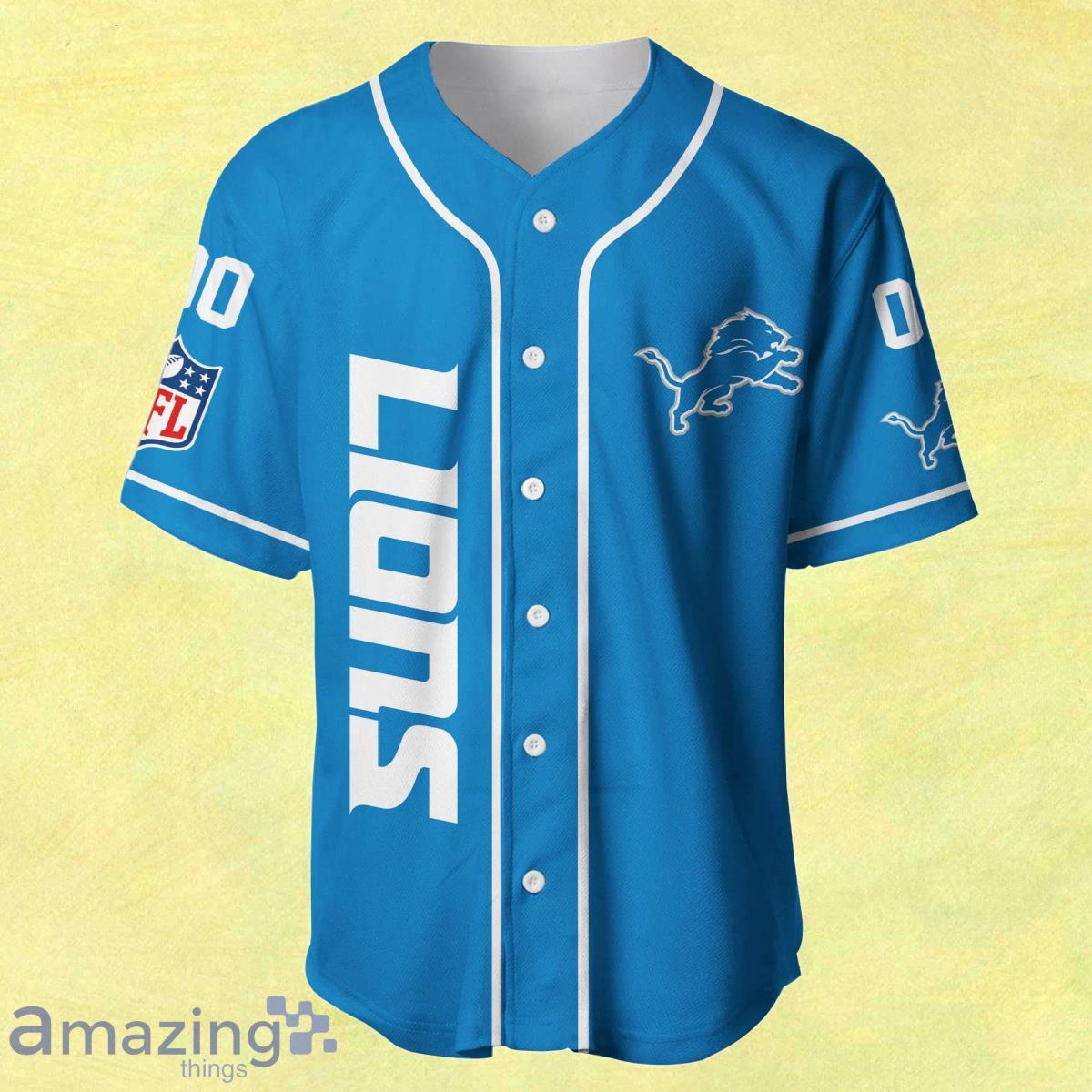 NFL Detroit Lions Custom Name And Number FireBall Baseball Jersey