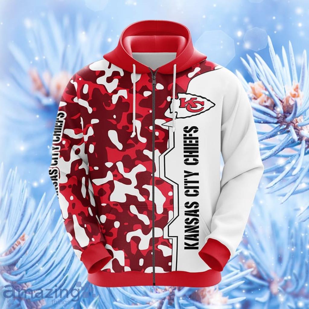 NFL Kansas City Chiefs Camouflage Red Hoodie, Zip Hoodie 3D All Over Print  For Fans