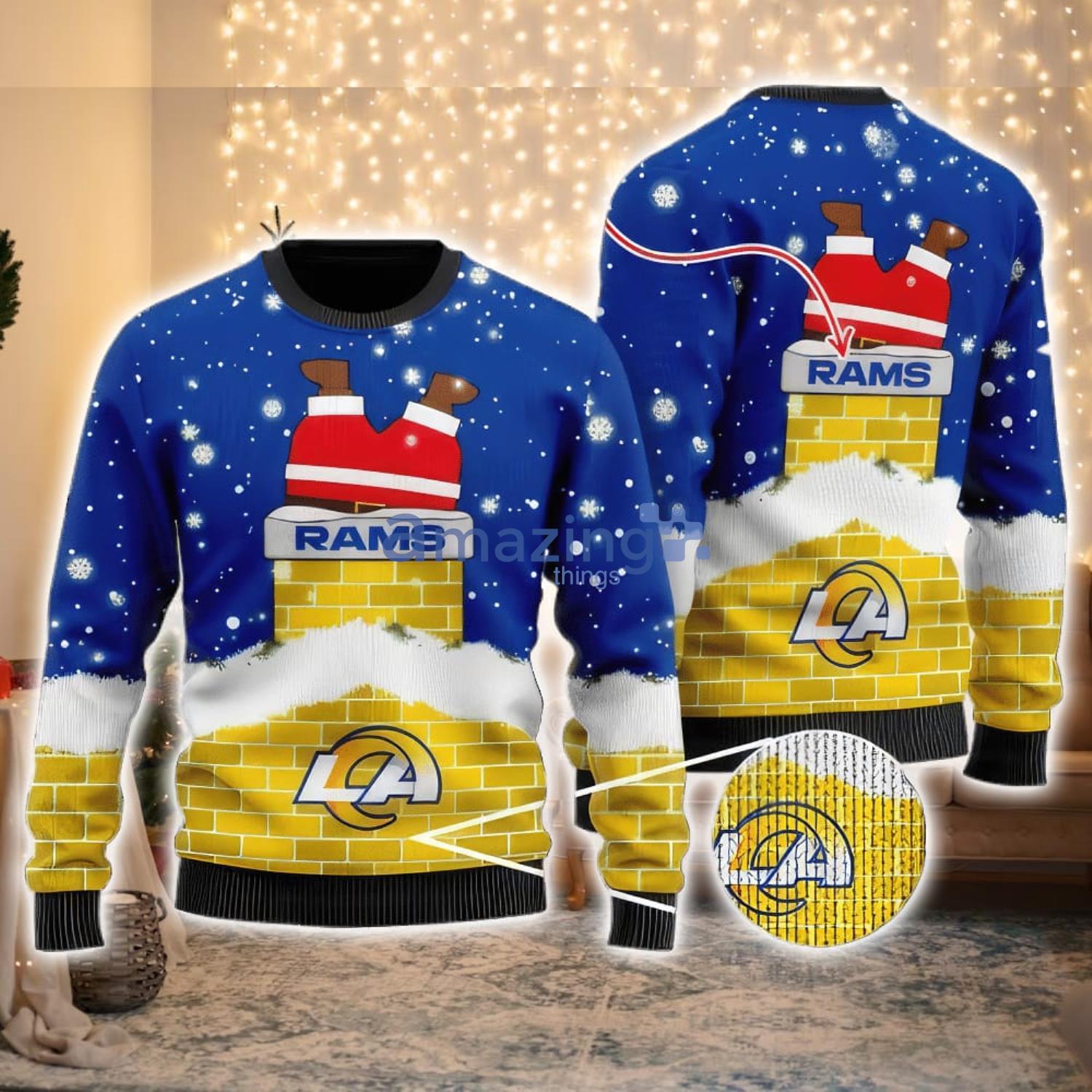 NFL Los Angeles Rams 3D Ugly Christmas Sweater Christmas Gift For Sport  Fans Custom Name And Number - Banantees