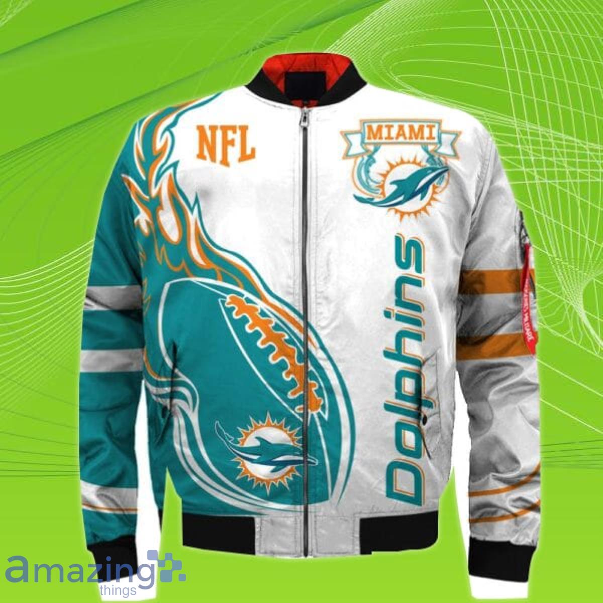 NFL Miami Dolphins Blue Orange Bomber Jacket 3D