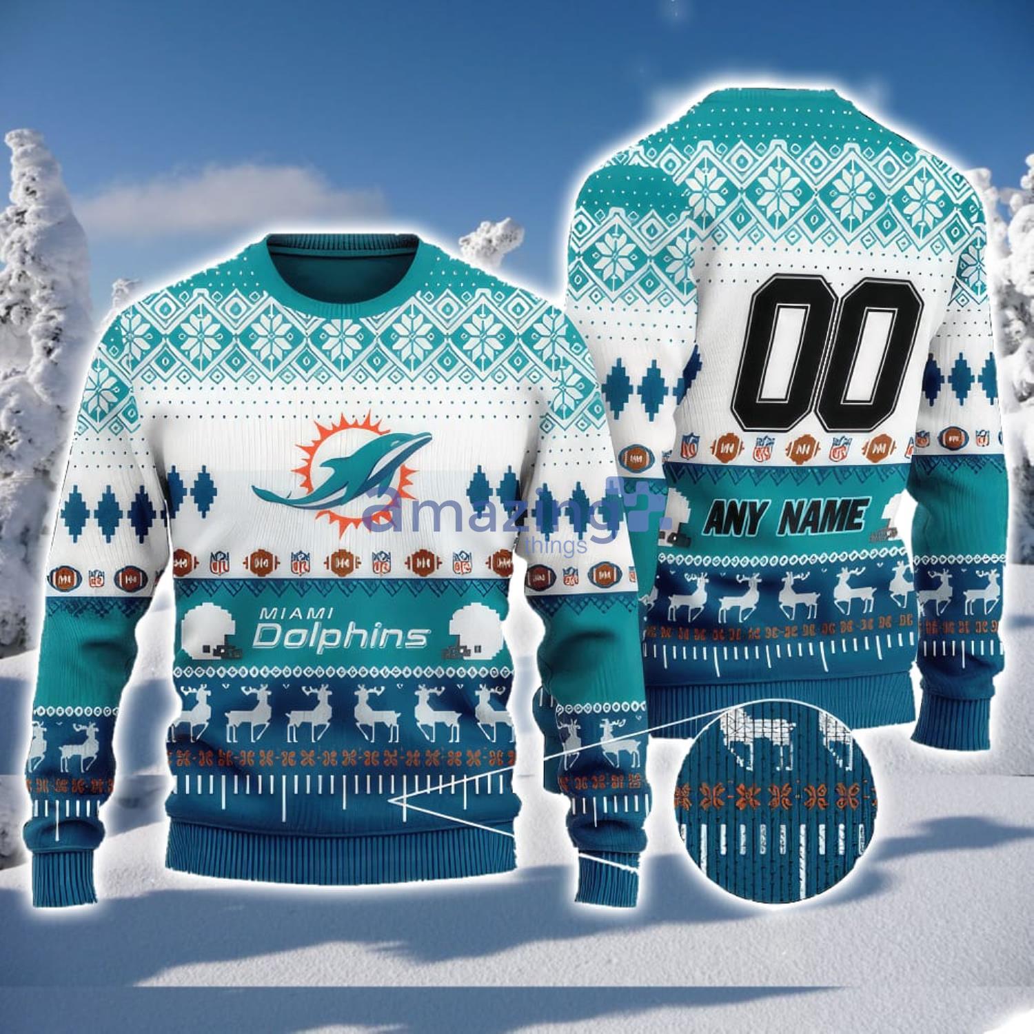 Personalized Miami Dolphins Custom Name Ugly Christmas